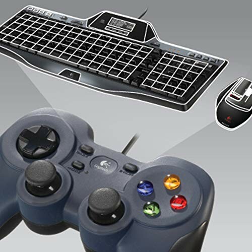 Gaming keyboard, mouse, and controller on a gray background