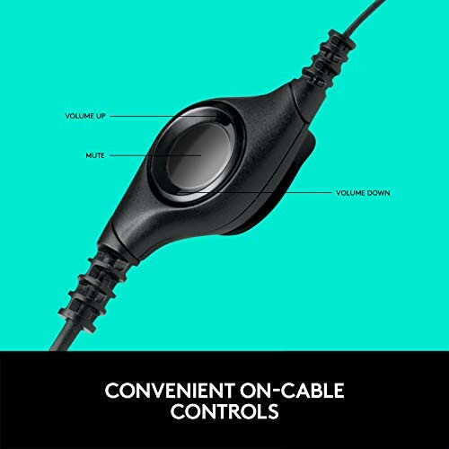 Convenient on-cable controls for headset with volume and mute options.