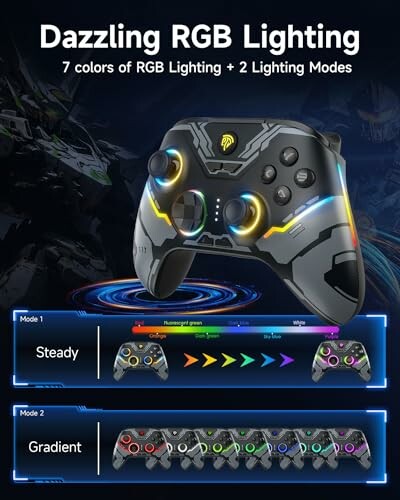Gaming controller with RGB lighting and modes